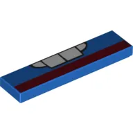 Tile 1 x 4 with Teeth and Dark Red Stripe Print (9479)