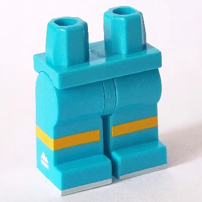 Hips with Medium Azure Legs with Yellow Knees, White Sports Logo and Boots Print