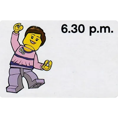 Activity Card, Time-Teaching 12-Hour Clock 6.30 p.m., Female