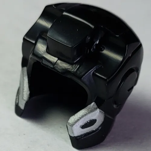 Helmet Space with Open Face Rounded, Top Hinge with Silver Edges with Black Marks Print (War Machine)