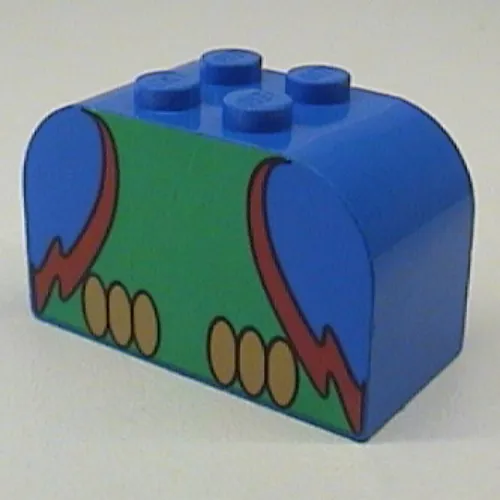 Brick Curved 2 x 4 x 2 Double with Parrot, Green Chest, Red Wings Outline Body Print