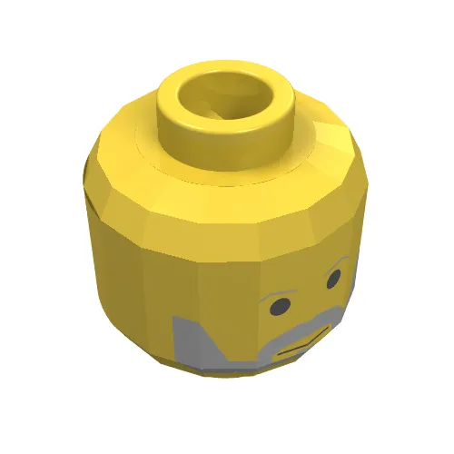 Minifig Head Obi-Wan Kenobi, Gray Beard and Thin Gray Eyebrows Print [Blocked Open Stud]