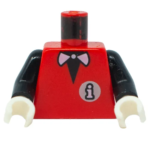Torso Infomaniac with Bow Tie / LEGO Logo on Back Print, Black Arms, White Hands
