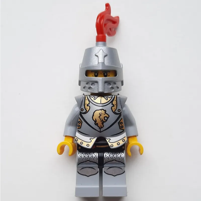 Lion Knight, Armour, Helmet with Red Plume (Pearl Light Gray)