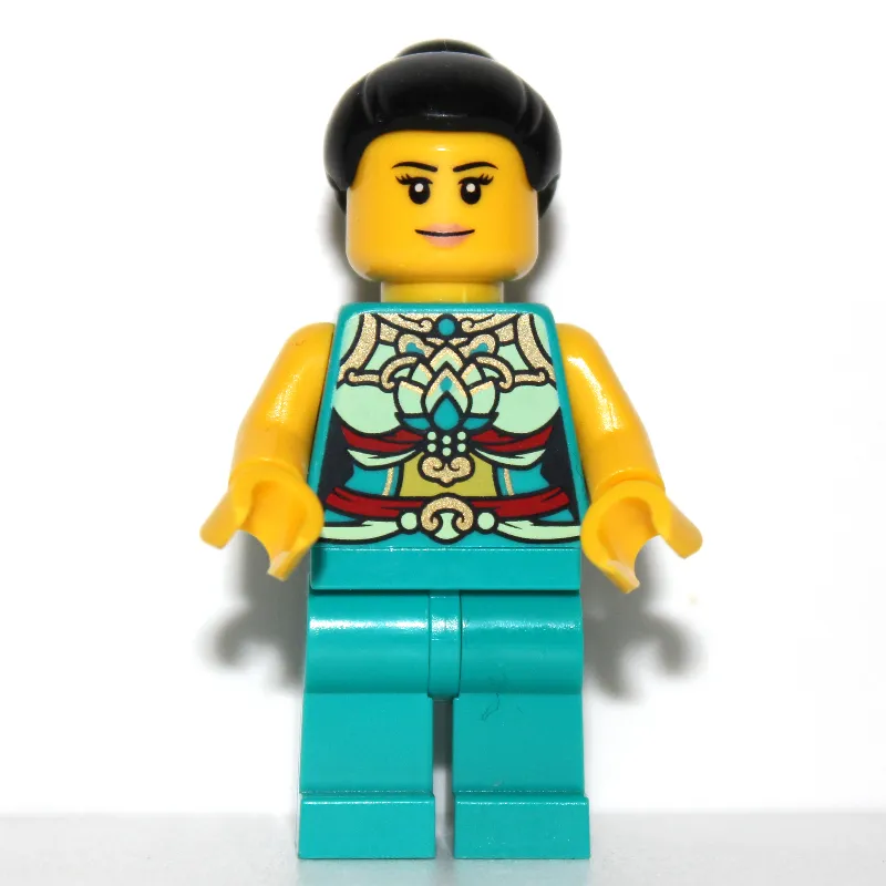 Dark Turquoise Torso, Chinese Decorations, Dark Turquoise Legs, Black Hair Bun