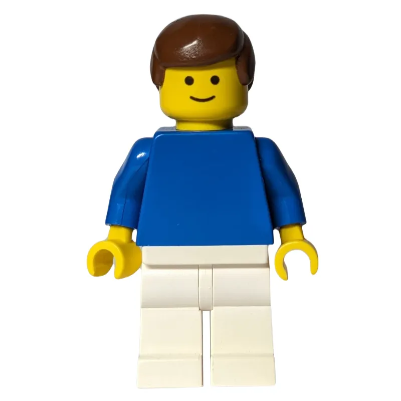 Football Player, Plain Blue Torso and White Legs, Brown Hair (3626a Head)