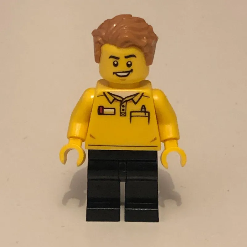 LEGO Store Employee, LEGO Logo on Back, Medium Nougat Hair