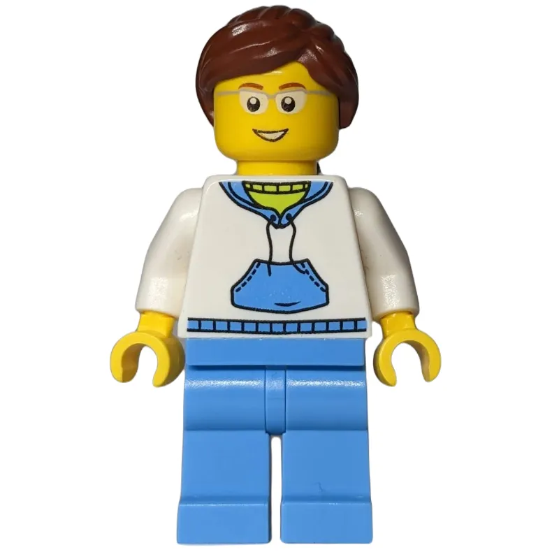 White Torso, Medium Blue Legs, Reddish Brown Hair