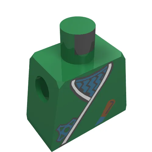 Torso Ninja Wrap, Dagger, Gold Star, Gold Zigzags Print, Green Arms, Yellow Hands