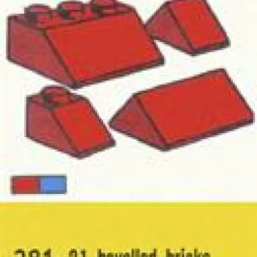 1 x 2 and 3 x 2 Sloping Bricks, Red