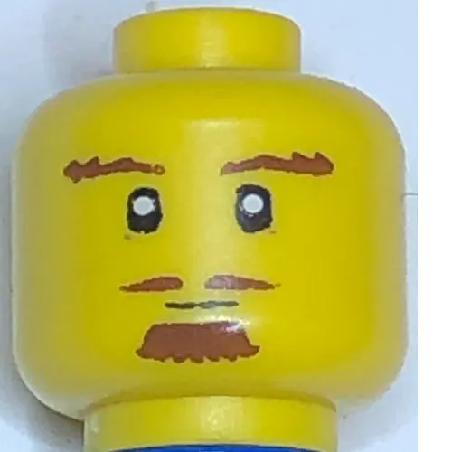 Minifig Head Reddish Brown Goatee, Triangular Mustache, Bushy Eyebrows, Thin Smile Print [Hollow Stud],