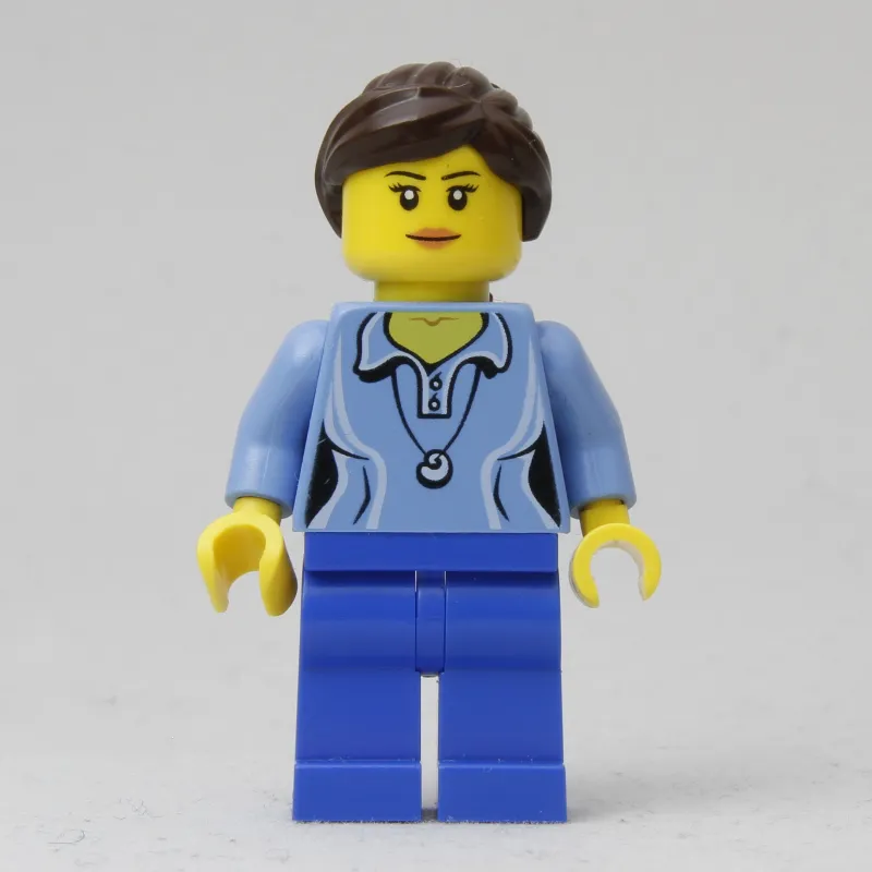 Medium Blue Torso, Blue Legs, Dark Brown Hair