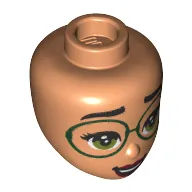 Minidoll Head, Olive Green Eyes, Dark Green Glasses, Dark Red Lips Print