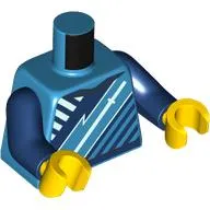 Torso, Dark Blue/White/Dark Azure Diagonal Stripes, Sword Print, Dark Blue Arms, Yellow Hands