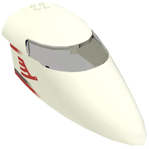 Aircraft Fuselage Curved Forward 8 x 16 x 5 with Trans-Brown Glass with Red Airline Bird and Stripes Print