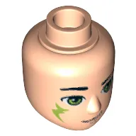 Minidoll Head Male with Lime Eyes, Smile and Lime Elves Tribal Print (Farran)