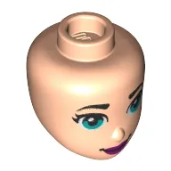 Minidoll Head, Dark Turquoise Eyes, Purple Lips Print
