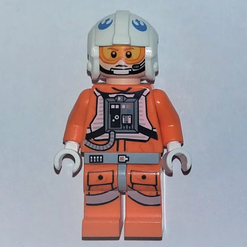 Rebel Pilot Snowspeeder, Orange Flight Suit, White Helmet, Orange and Yellow Visor