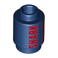 Brick Round 1 x 1 Open Stud with Red 'SHARK REPELLENT' and No Sharks Sign Print