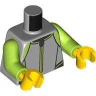 Torso, Wetsuit, Lime Trim, Zipper Print, Lime Arms, Yellow Hands