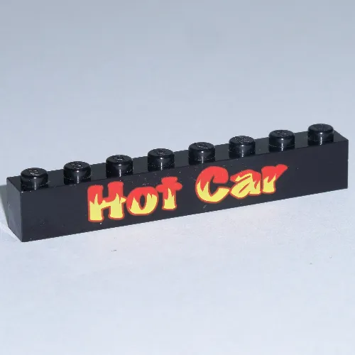 Brick 1 x 8 with 'Hot Car' Print