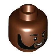Minifig Head T'Challa, Beard, Raised Eyebrow, Smile with Teeth Print