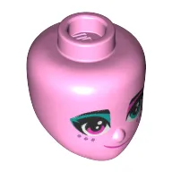Minidoll Head Dark Pink Eyes, Dark Turquoise Eye Shadow, 3 Freckles