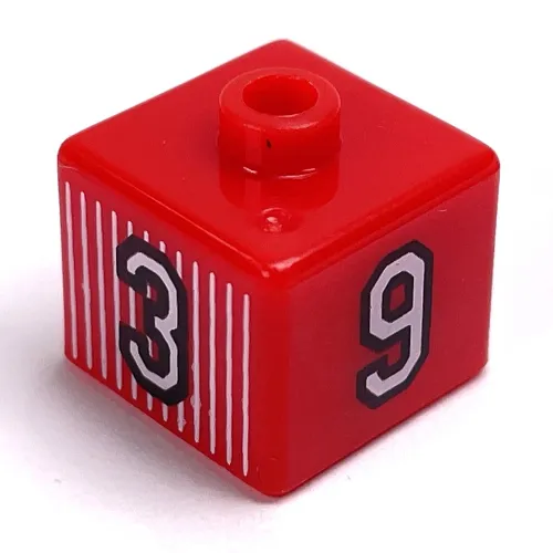 Pen Bead, Square with '3', '9', '4', and '11' Print