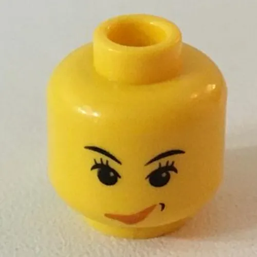 Minifig Head Sky Lane, Pink Lips Smirk, Furrowed Eyes Print