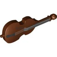 Musical Instrument Double Bass with Silver Strings, Black Neck print