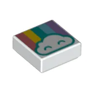 Tile 1 x 1 with Rainbow, Sand Red, Yellow, Dark Azure, Medium Blue, Dark Purple, Cloud print