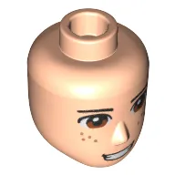 Minidoll Head Male with Brown Eyes, Freckles, Full Teeth Grin