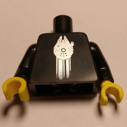Torso with Silver Millennium Falcon Print (VIP), Black Arms, Yellow Hands