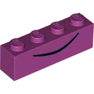 Brick 1 x 4 with Black Curved Line, Mouth