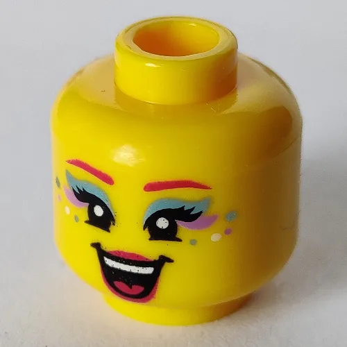 Minifig Head Fairy Singer, Open Mouth Singing, Red Lips, Metallic Blue Eye Shadow print