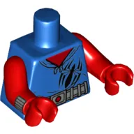 Torso Hoodie with Belt and Black Spider Print, Red Arms and Hands with Bracelets Print