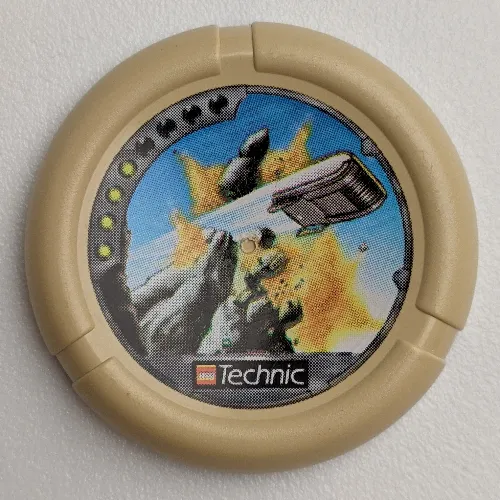 Large Figure Throwing Disk, Granite / Rock, 4 Pips, Flying Box Hitting Rock Print