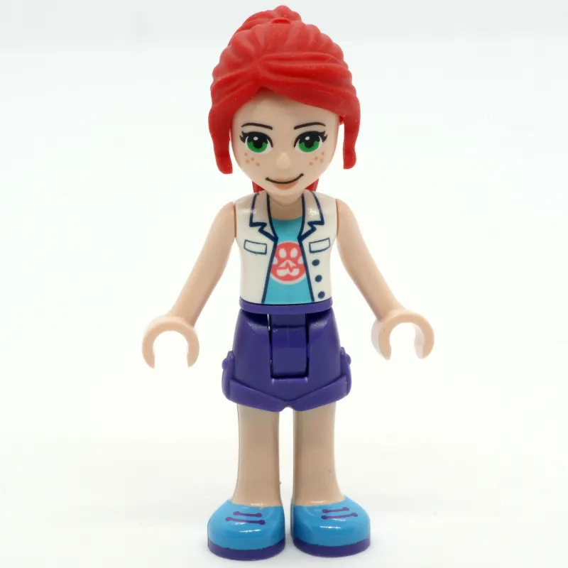 Mia - White Veterinarian Jacket, Dark Purple Skirt