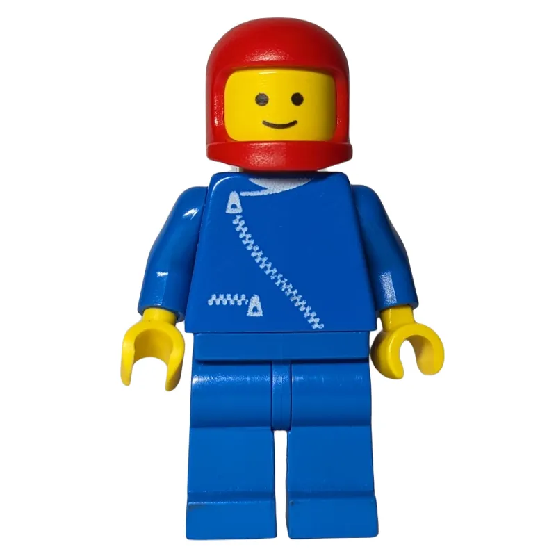 Man, Blue Jacket with Zipper, Blue Legs, Red Helmet
