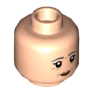 Minifig Head Madam Pomfrey, Dark Bluish Gray Eyebrows, Wrinkles, Peach Lips, Closed Mouth / Open Mouth Print