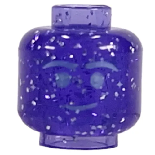 Minifig Head, Silver Face Print