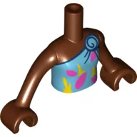 Minidoll Torso Girl, Medium Azure Dress, Dark Pink/Yellow Shapes Print, Reddish Brown Hands