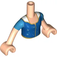 Minidoll Torso Girl with Dark Blue Dress, Gold Trim, Light Nougat Arms and Hands