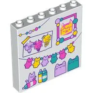 Panel 1 x 6 x 5 with Kitten Garlands, Drawing, Painting, Presents Print