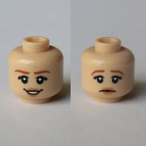 Minifig Head Claire Dearing, Dark Orange Eyebrows, Lipstick, Smile / Sad Print