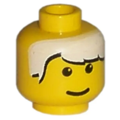 Minifig Head, White Bangs Print [Blocked Open Stud]