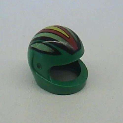 Helmet, Standard with Racing Stripes, Black/Lime/Red/Yellow Print