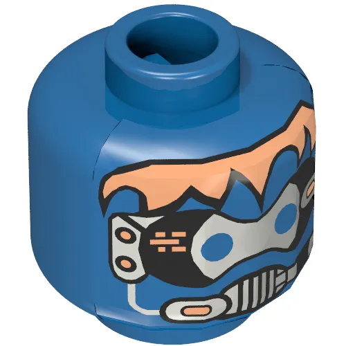 Minifig Head Insectoid, Silver Hair, Blue Eyes, Breathing Mask Print [Blocked Open Stud]