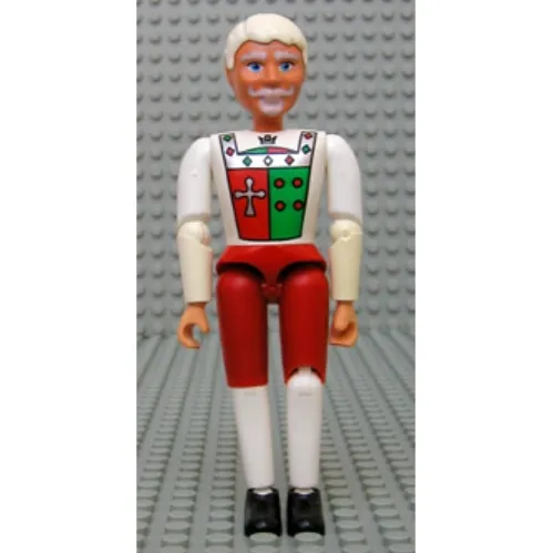 Belville Figure Articulated Elbows, Male, White Hair, White and Red Pants, Shirt Insignia Print (King)