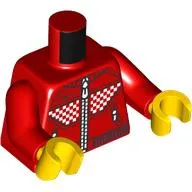 Torso, Racing Suit, White Squares, Zippers, Dark Red Trim Print, Red Arms, Yellow Hands